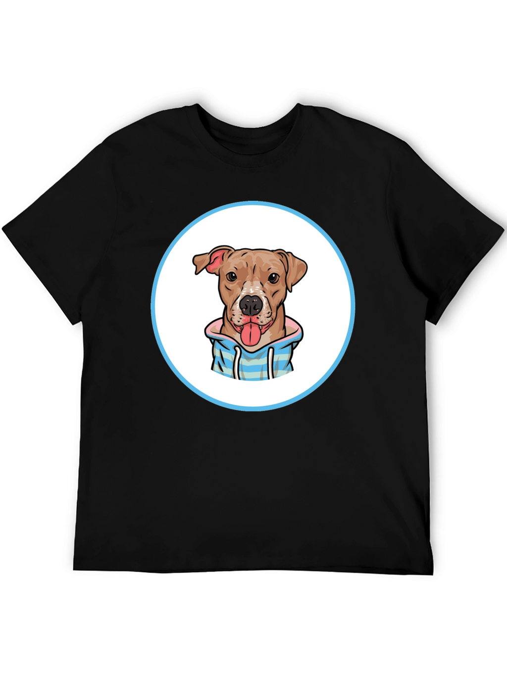 Dog Cartoon Print Black T-Shirt
