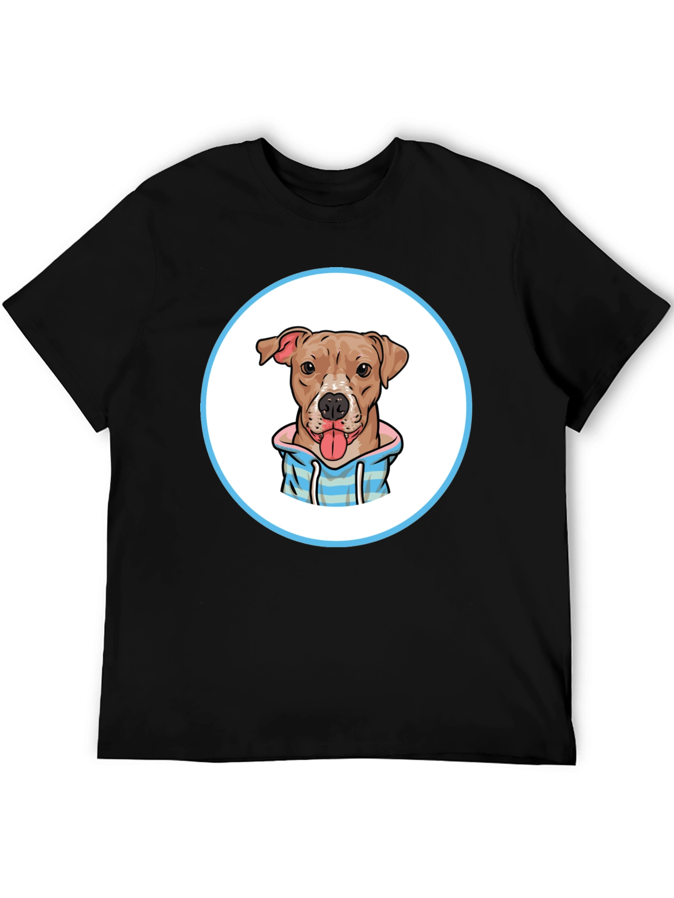 Dog Cartoon Print Black T-Shirt