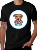Dog Cartoon Print Black T-Shirt