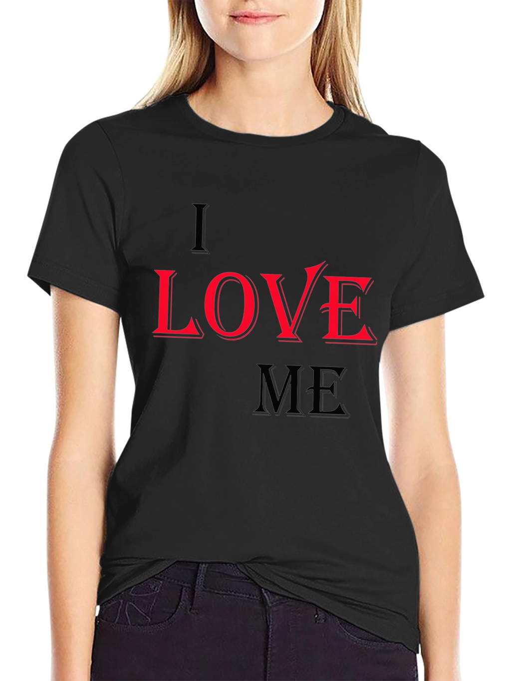 I Love Me Graphic Print Black T-Shirt