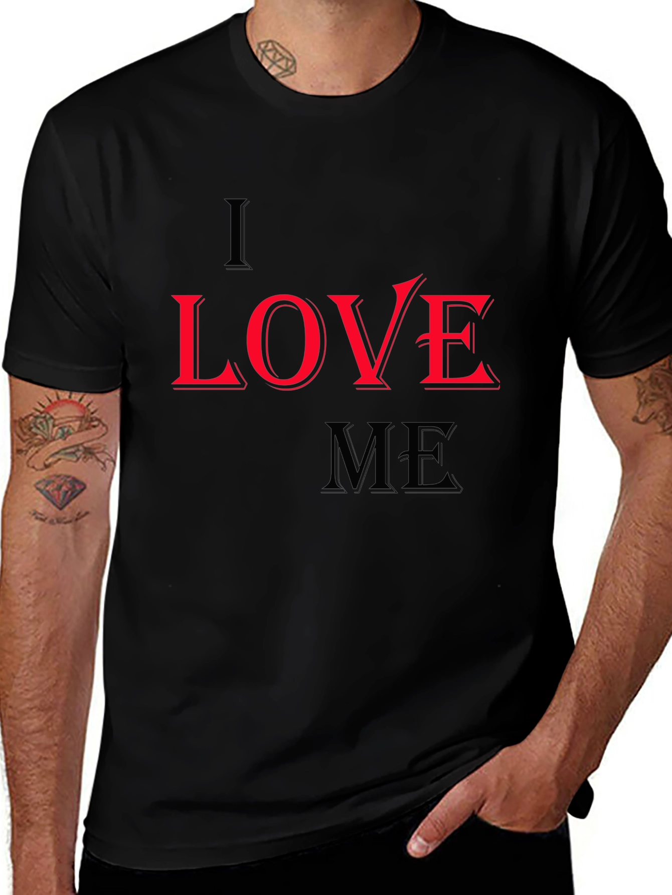 I Love Me Graphic Print Black T-Shirt