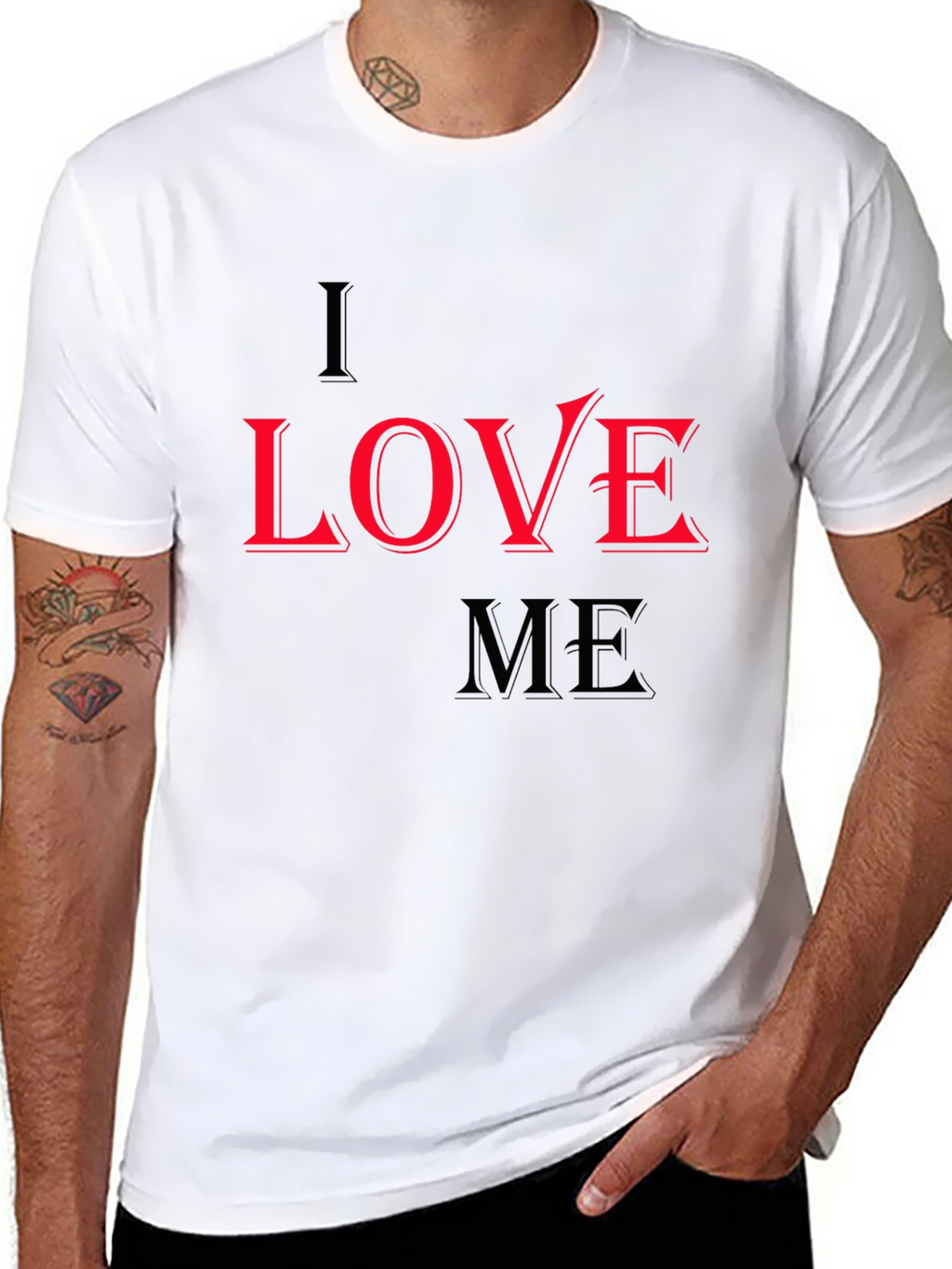 I Love Me Graphic Print Black T-Shirt