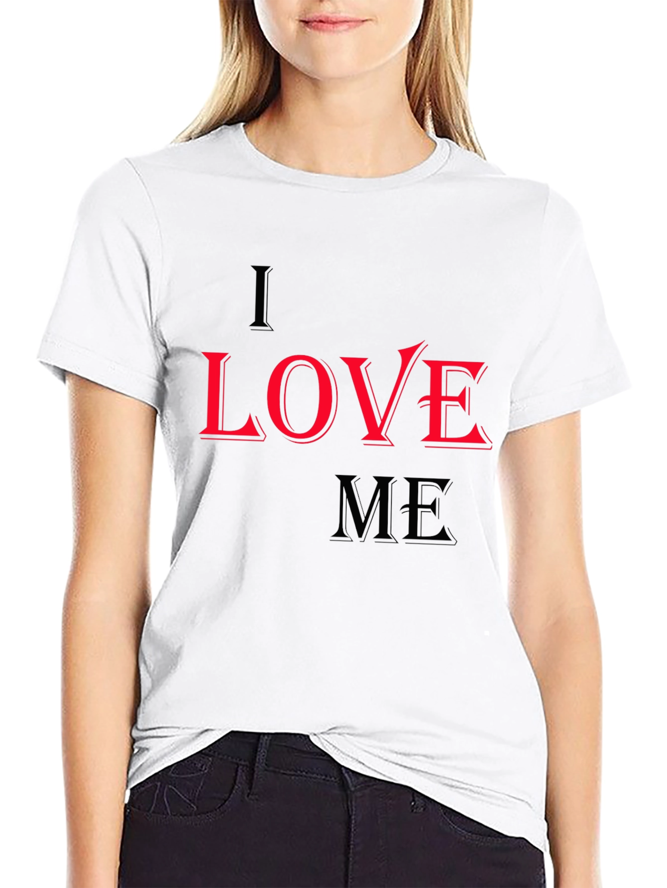 I Love Me Graphic Print Black T-Shirt