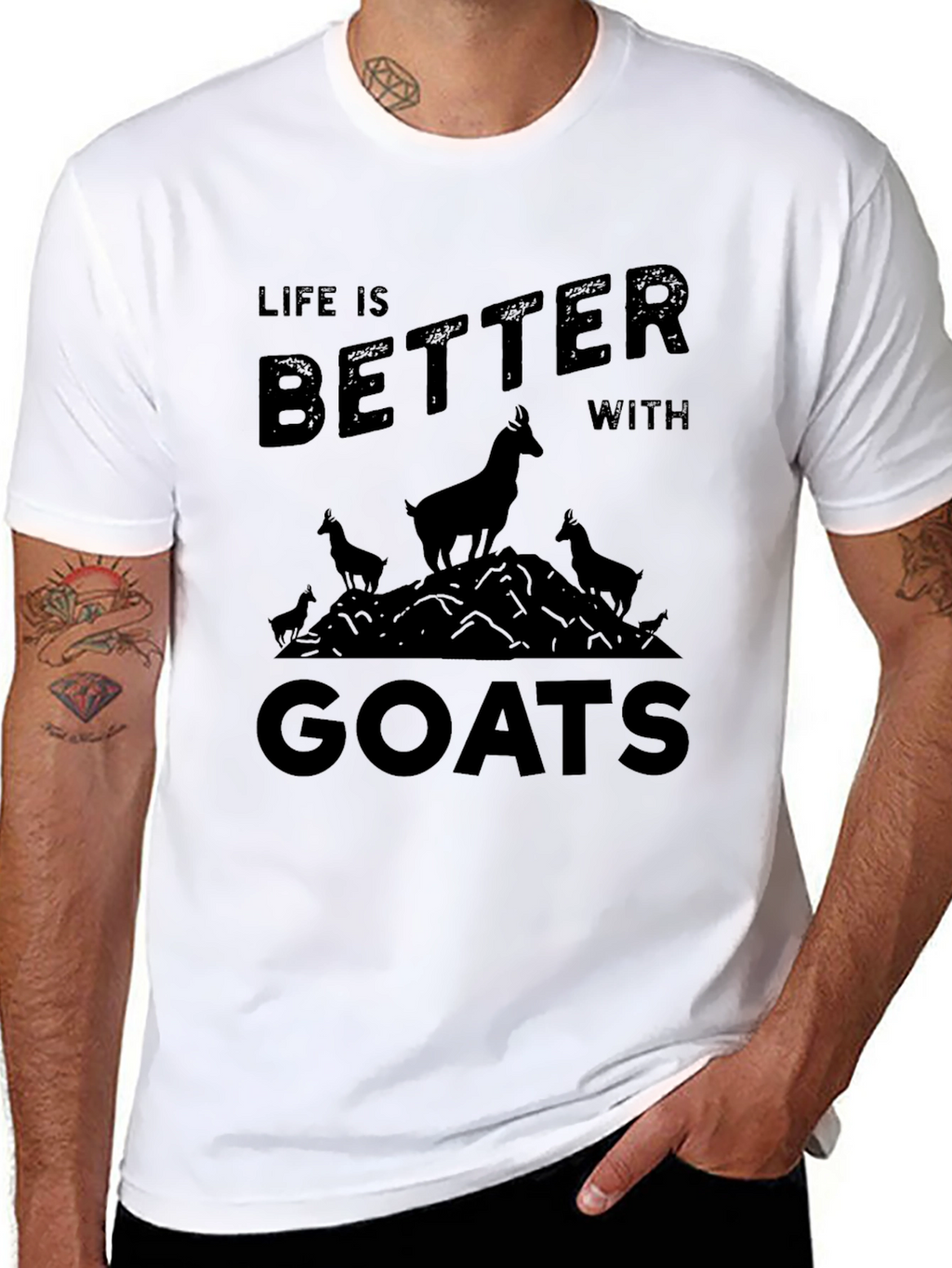 Life is Better with Goats Black T-Shirt