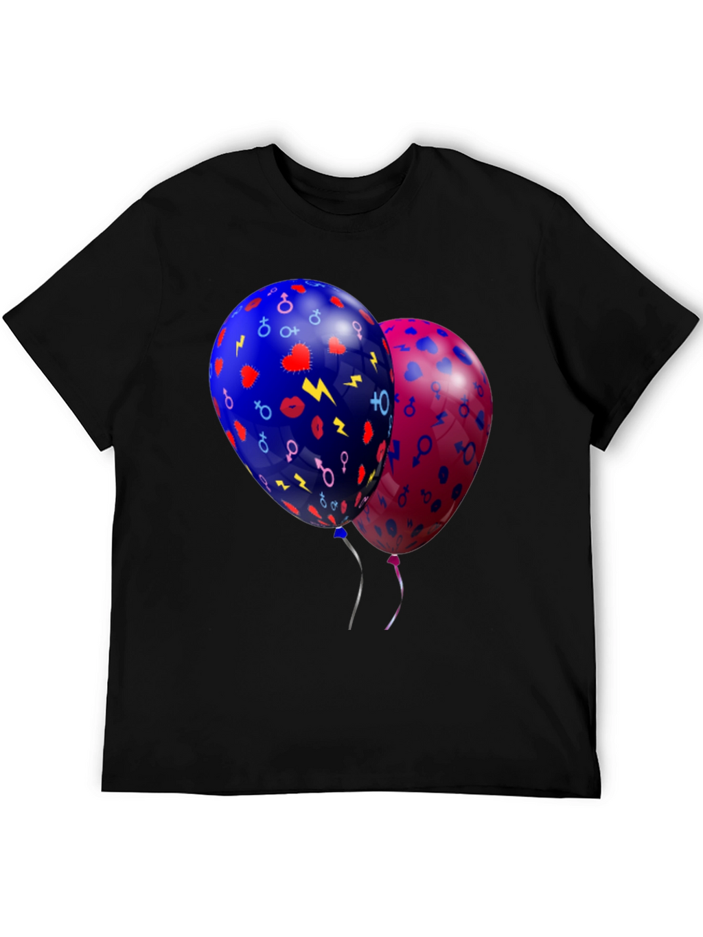 Stylish Balloons Graphic Black T-Shirt