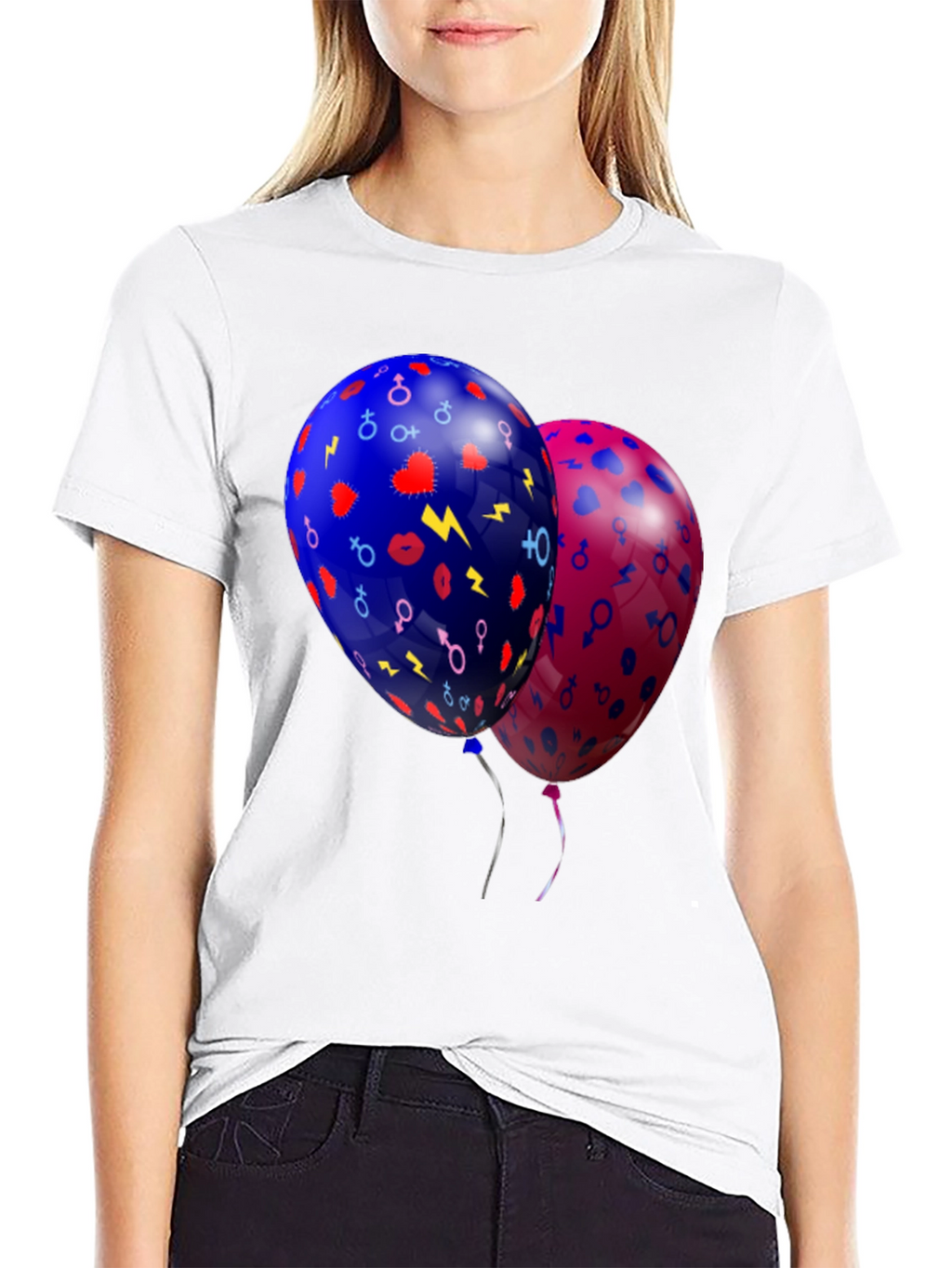 Stylish Balloons Graphic Black T-Shirt