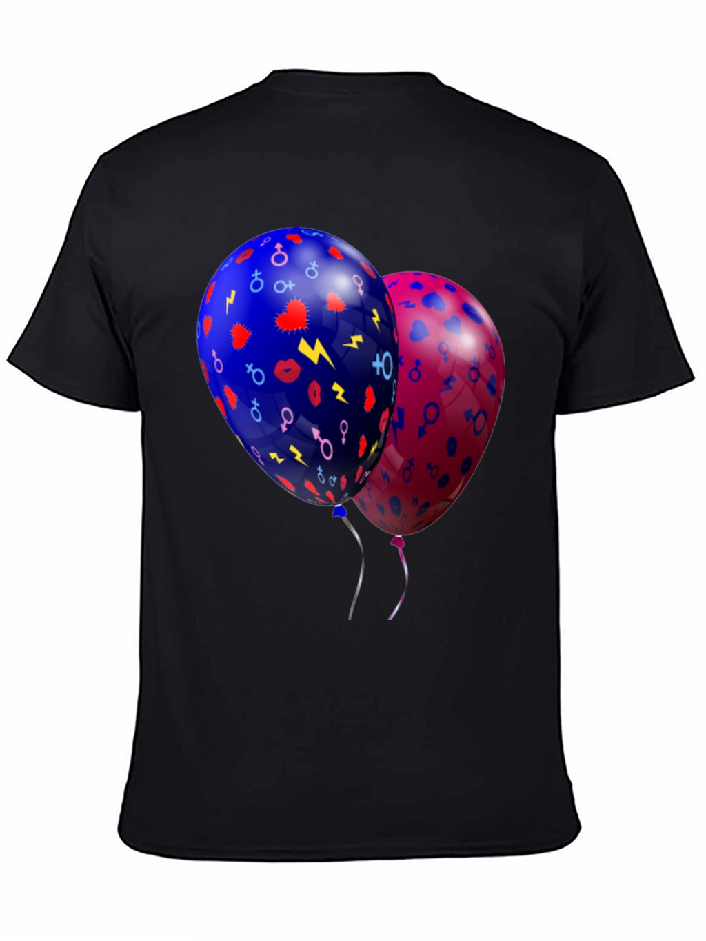 Stylish Balloons Graphic Black T-Shirt