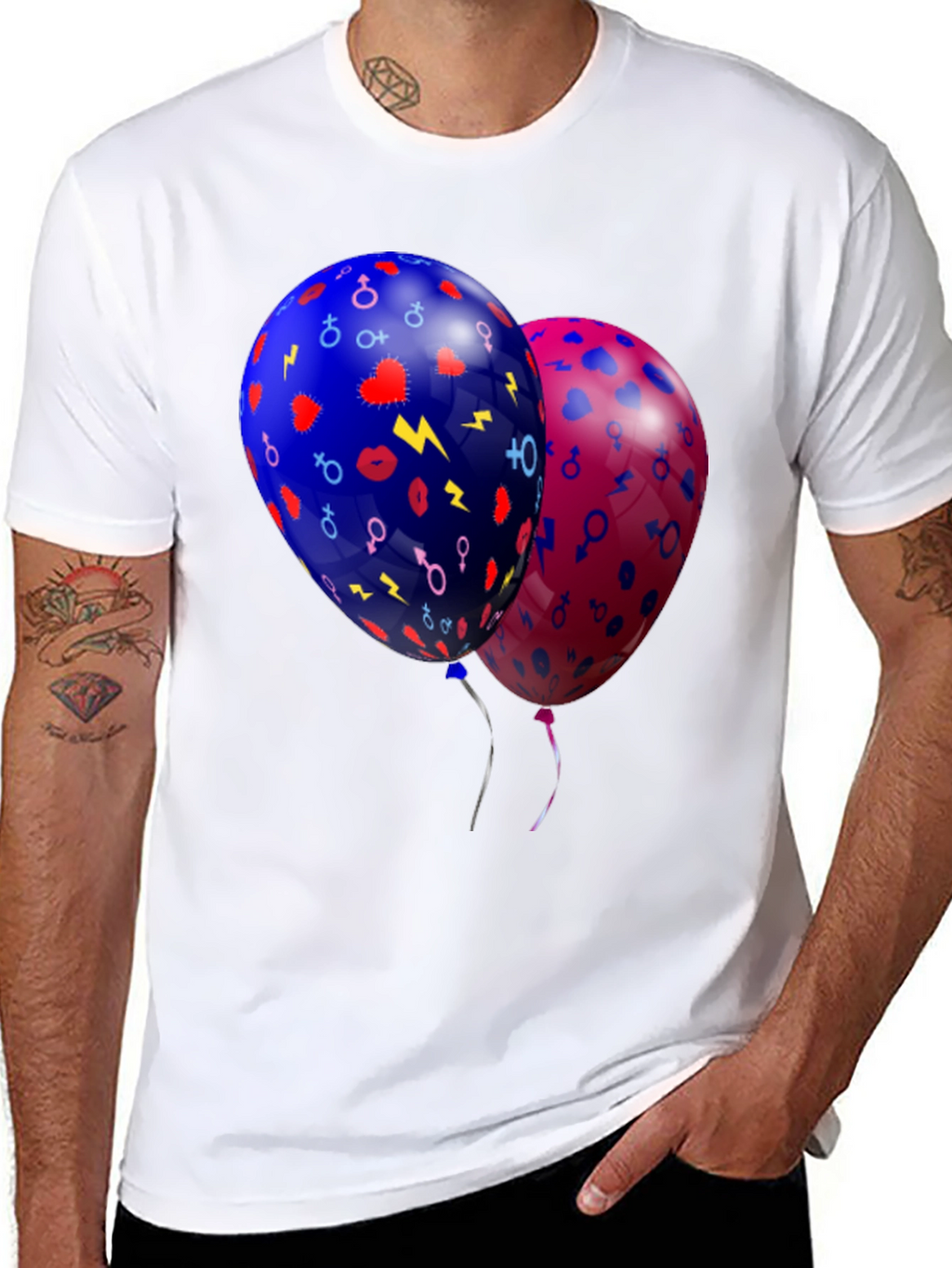 Stylish Balloons Graphic Black T-Shirt
