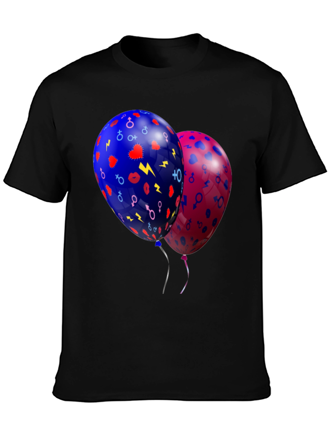 Stylish Balloons Graphic Black T-Shirt