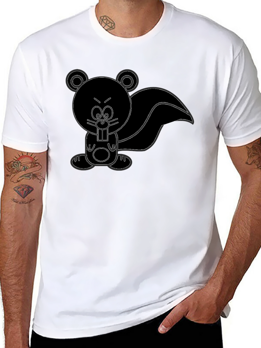 Cartoon Skunk Graphic Tee - Unisex Black T-Shirt
