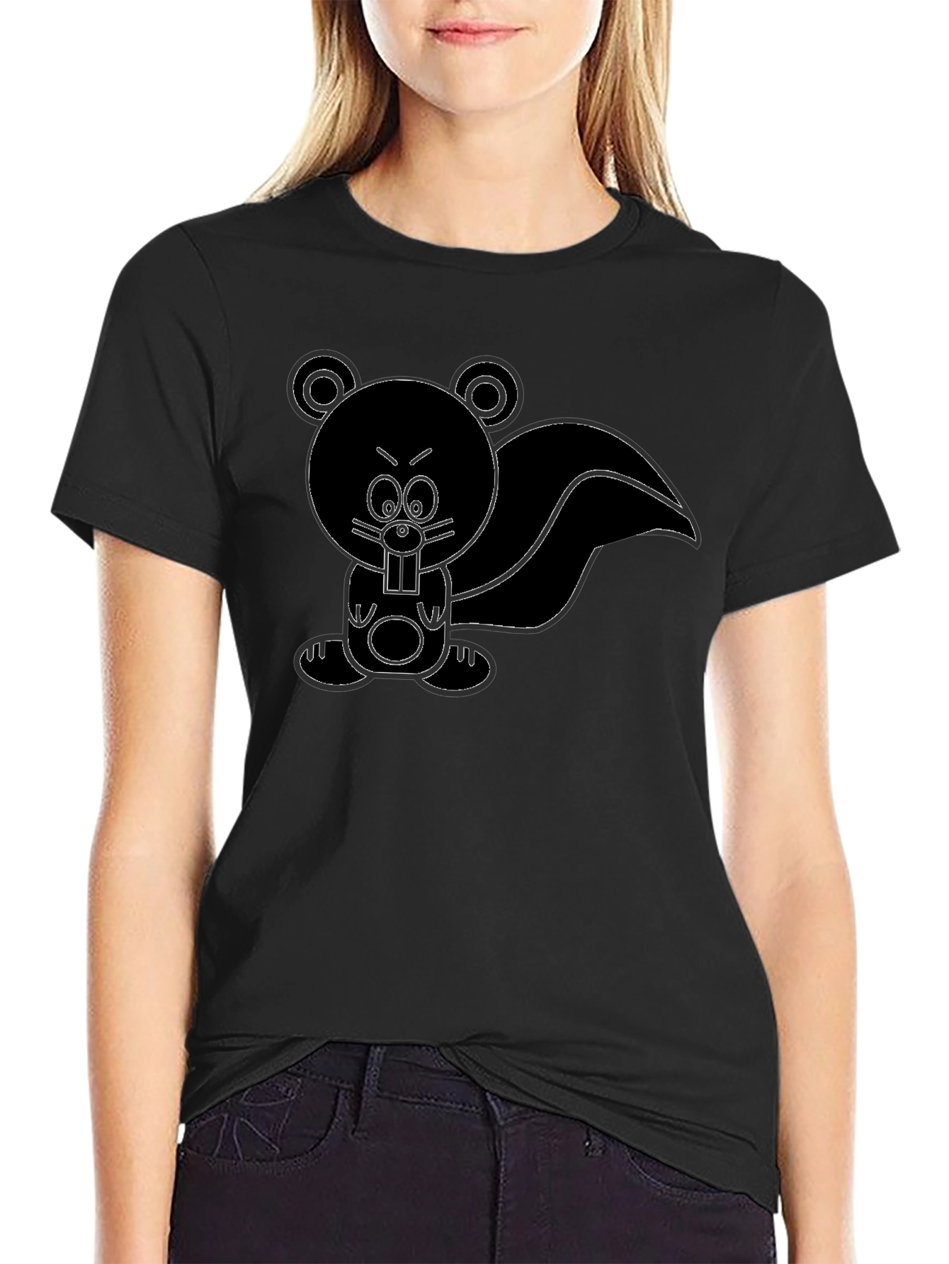 Cartoon Skunk Graphic Tee - Unisex Black T-Shirt