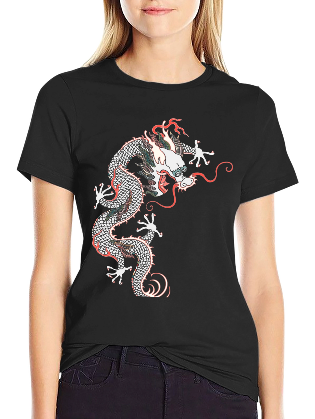 Dragon Graphic T-Shirt - Black Crew Neck