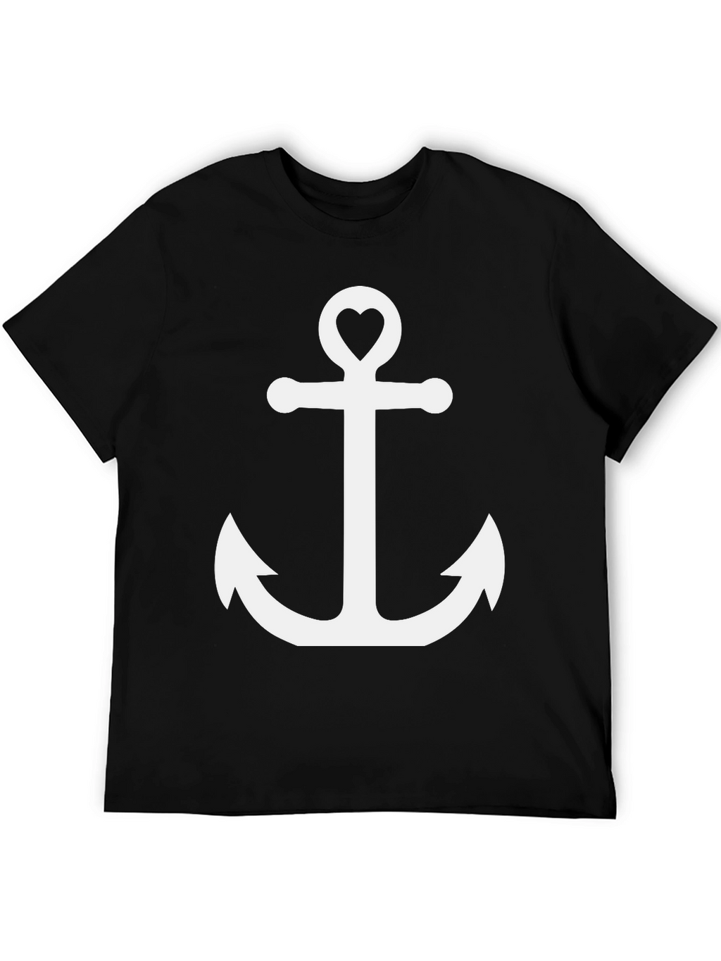 Anchor Heart Graphic Tee - Black Cotton T-Shirt