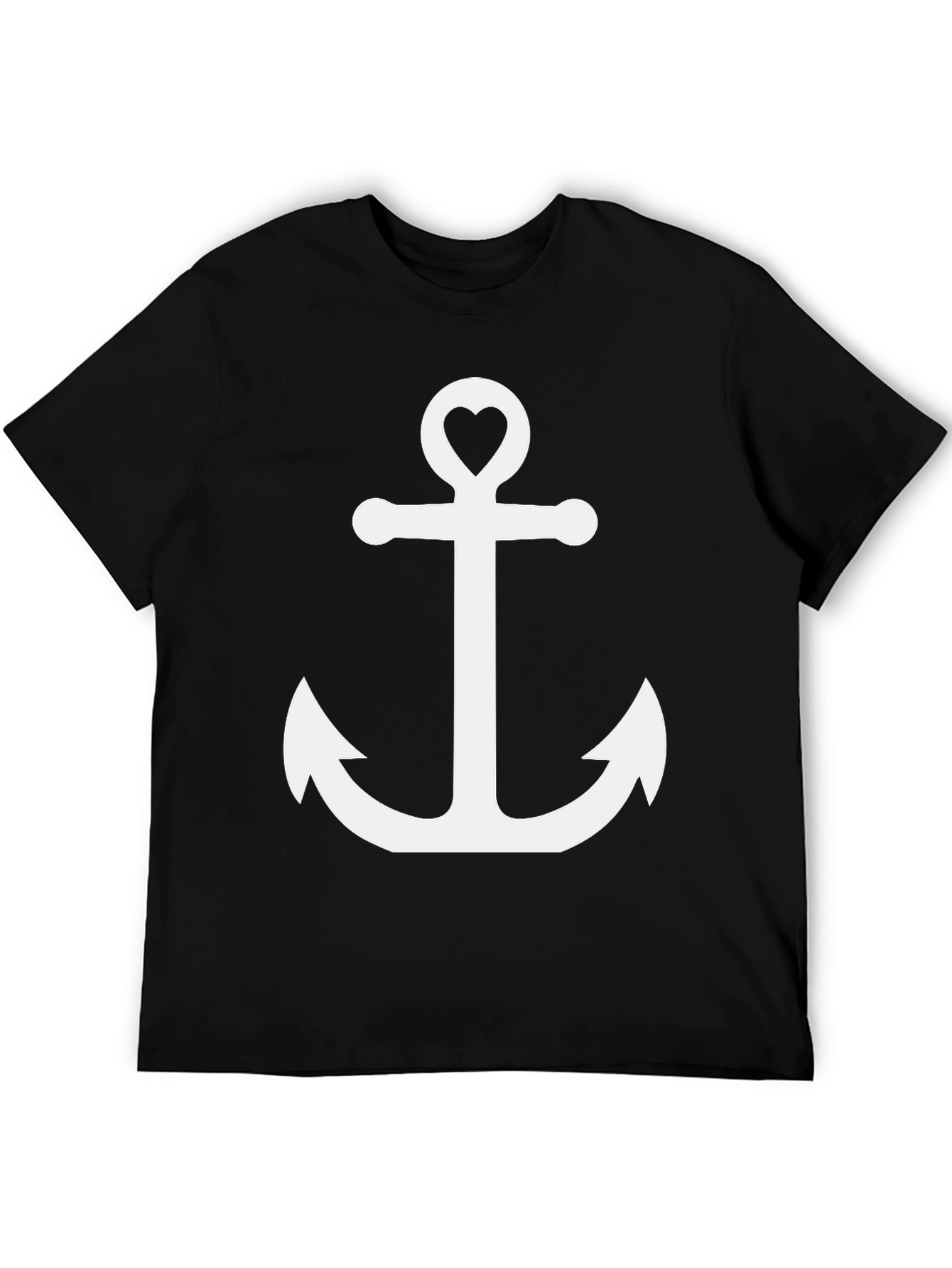 Anchor Heart Graphic Tee - Black Cotton T-Shirt