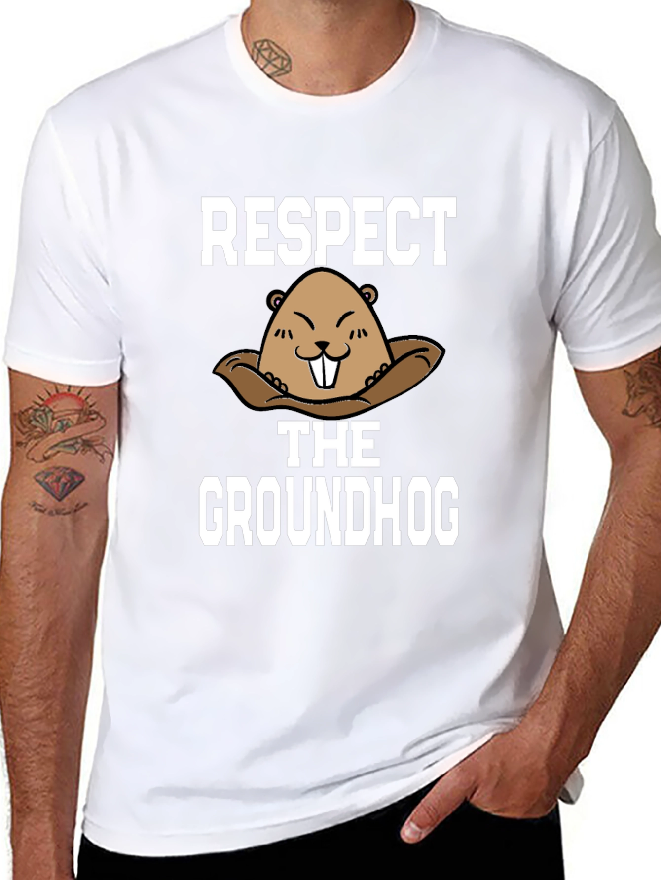 Respect the Groundhog T-Shirt - Funny Graphic Tee
