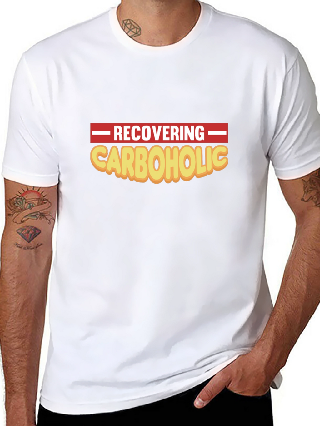 Recovering Carboholic Black Graphic T-Shirt