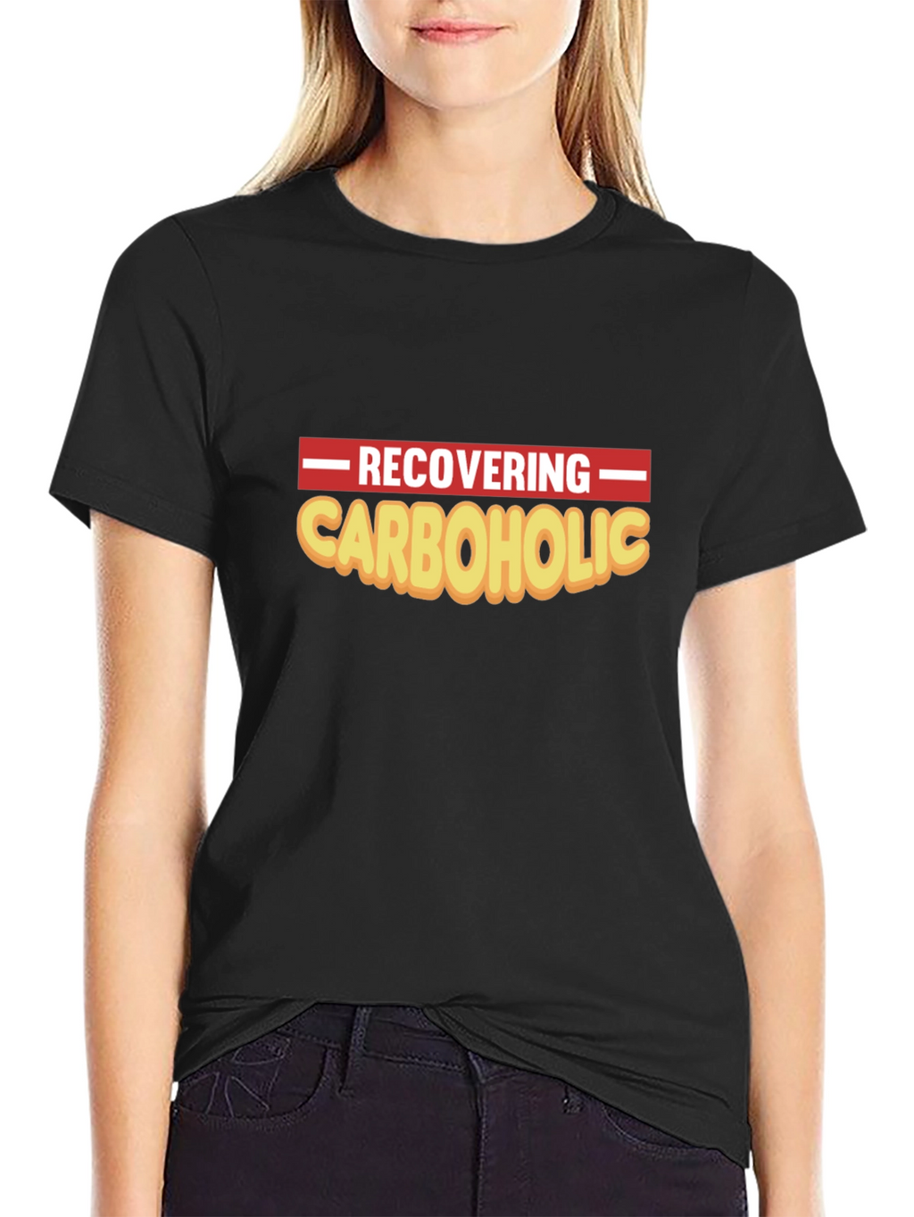 Recovering Carboholic Black Graphic T-Shirt