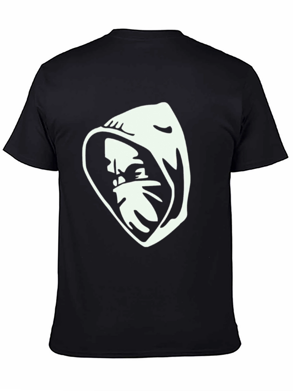 Hooded Figure Graphic T-Shirt - Black