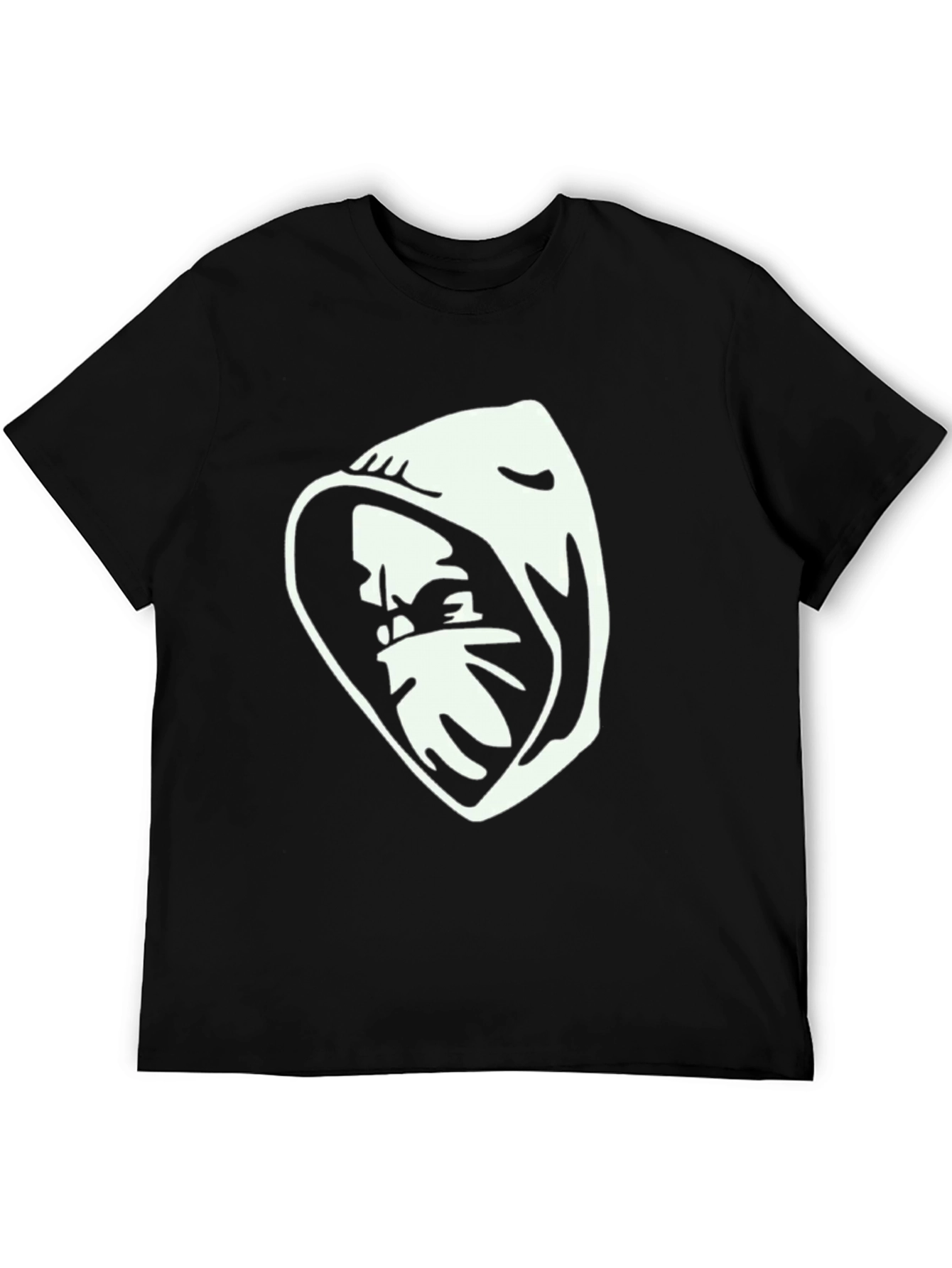 Hooded Figure Graphic T-Shirt - Black