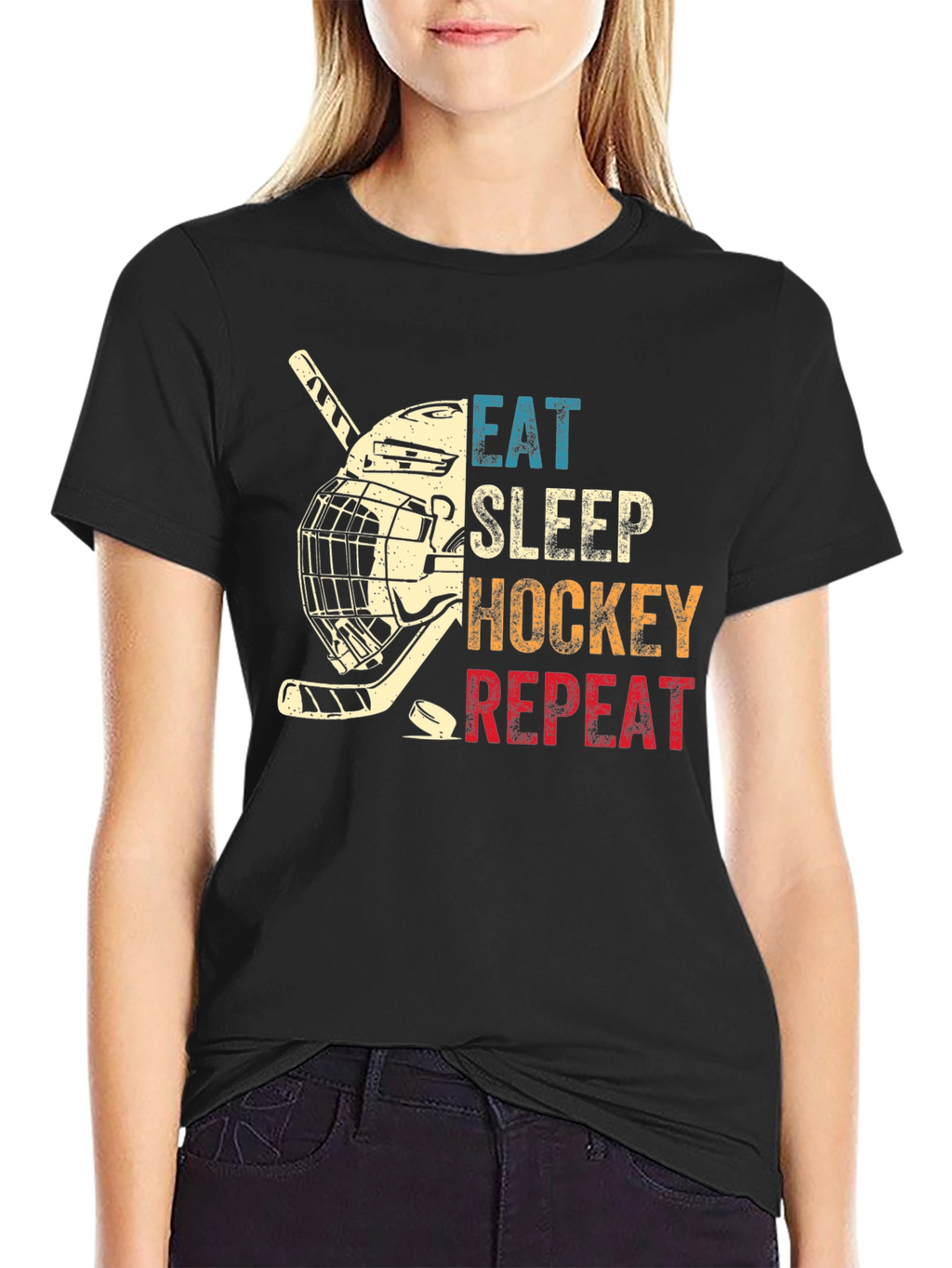 Eat Sleep Hockey Repeat Graphic T-Shirt