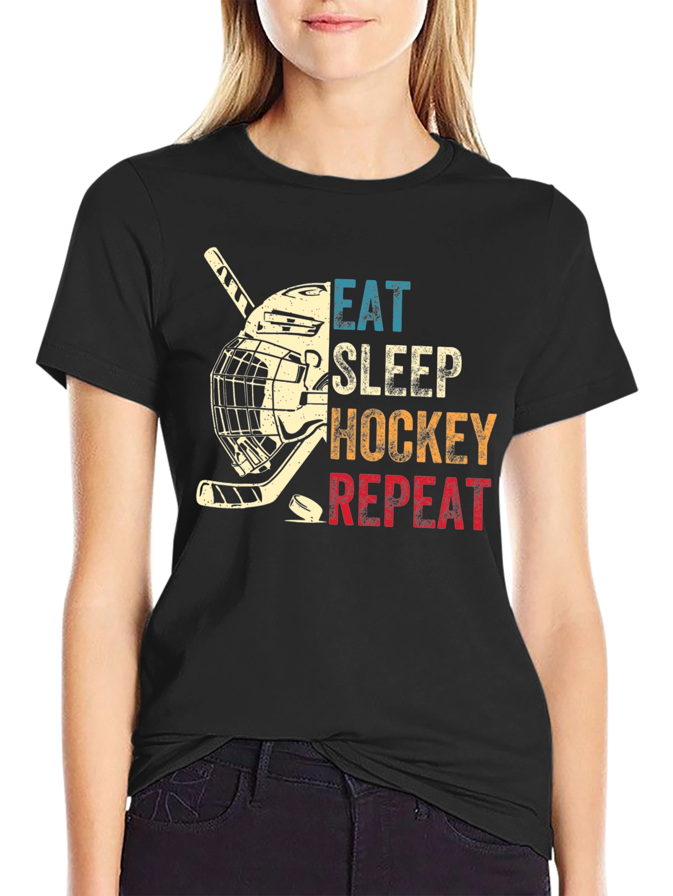 Eat Sleep Hockey Repeat Graphic T-Shirt