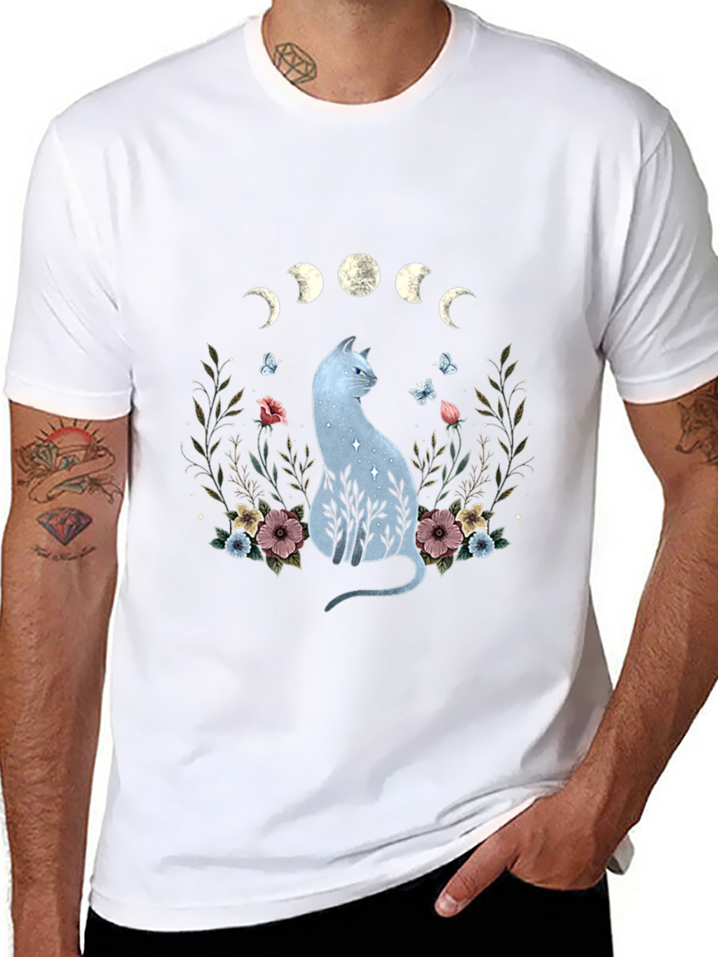 Mystic Cat Moon Phase Graphic Tee