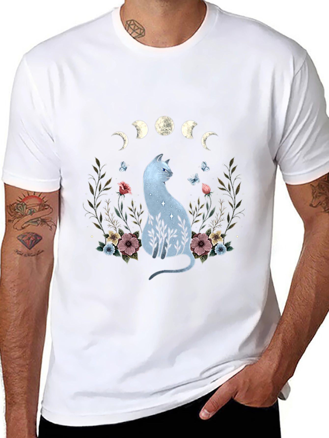 Mystic Cat Moon Phase Graphic Tee