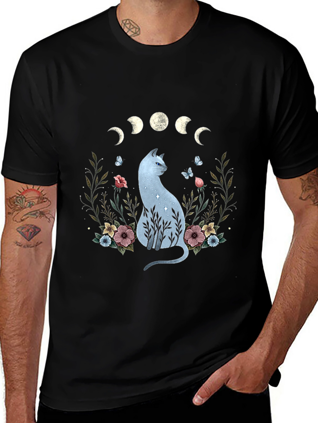 Mystic Cat Moon Phase Graphic Tee