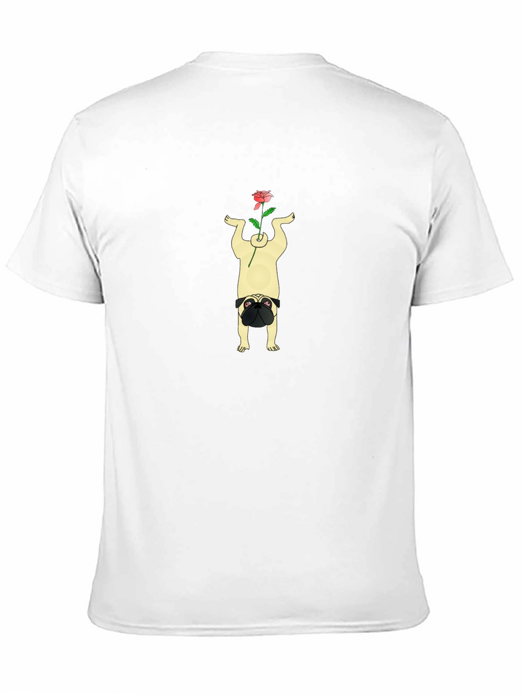Pug Yoga Pose Rose Graphic Tee - Black