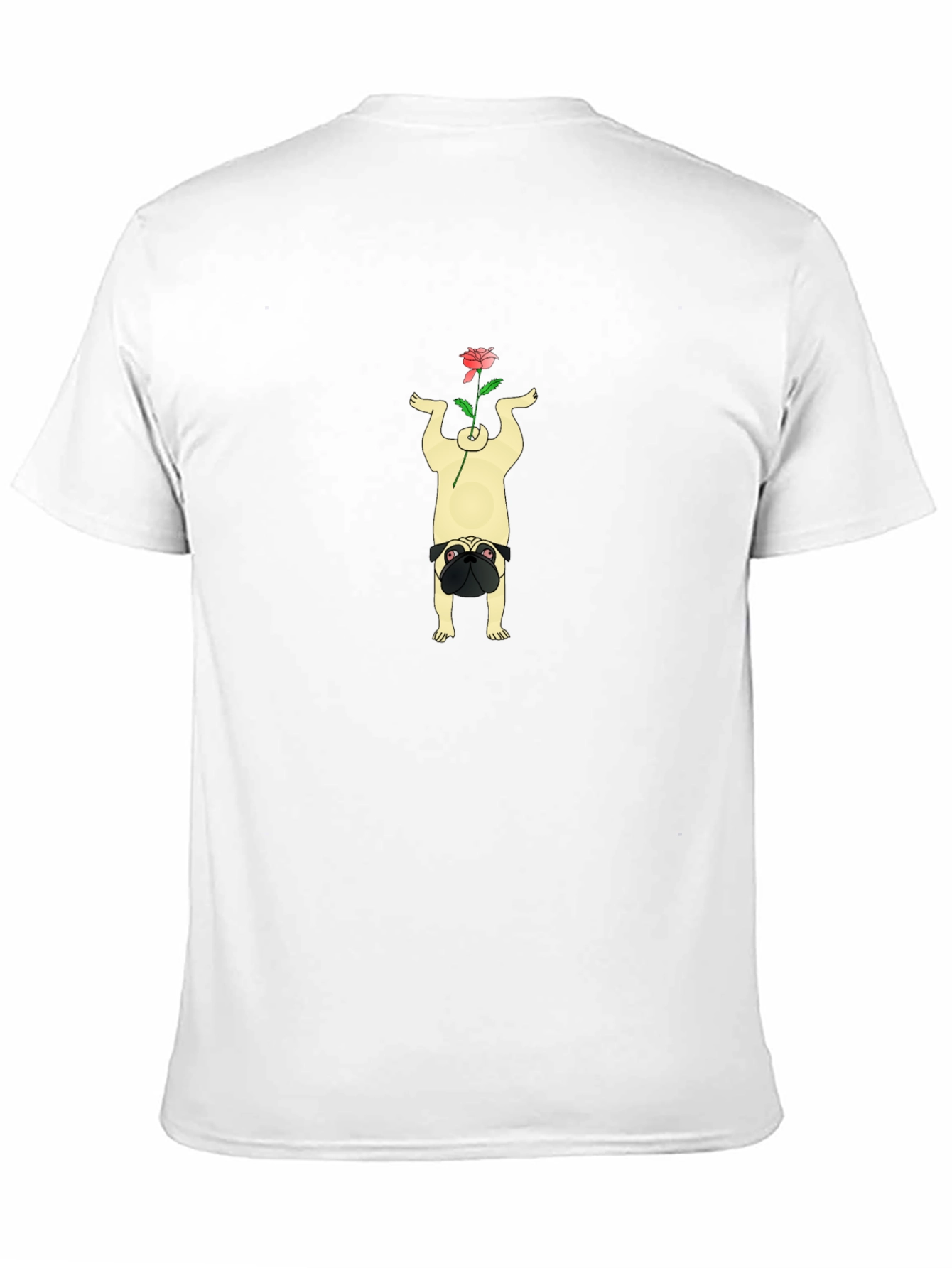 Pug Yoga Pose Rose Graphic Tee - Black