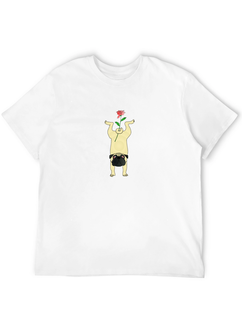 Pug Yoga Pose Rose Graphic Tee - Black