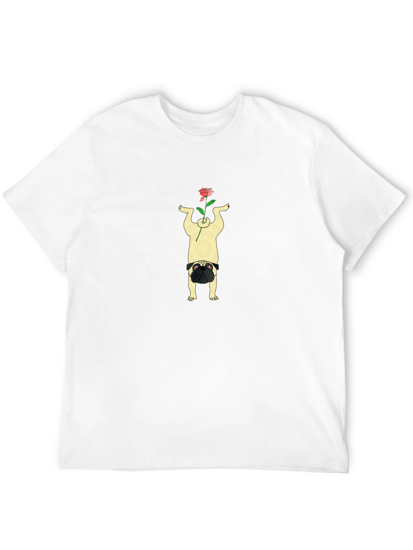 Pug Yoga Pose Rose Graphic Tee - Black