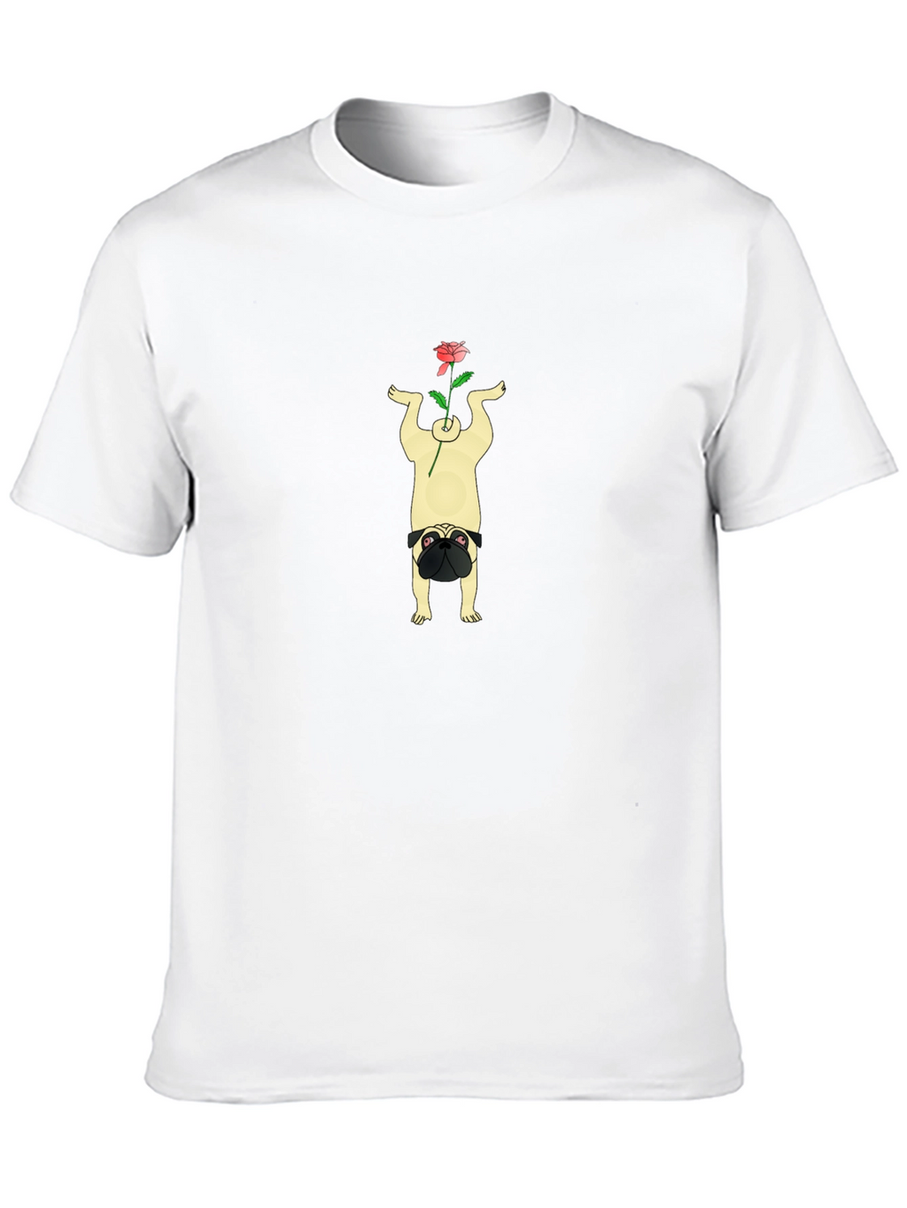 Pug Yoga Pose Rose Graphic Tee - Black