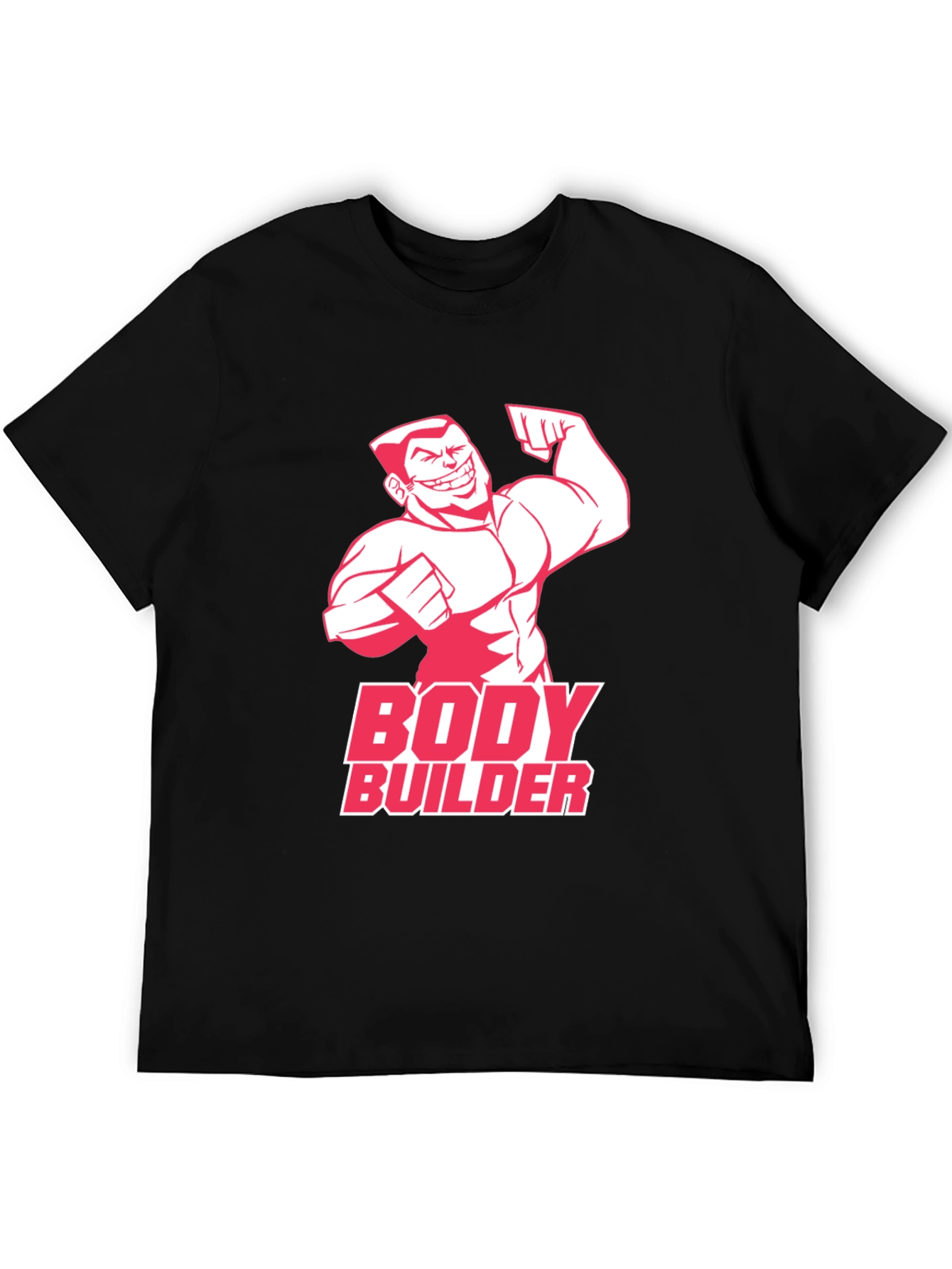 Bodybuilder Graphic Tee - Black Cotton Gym T-Shirt