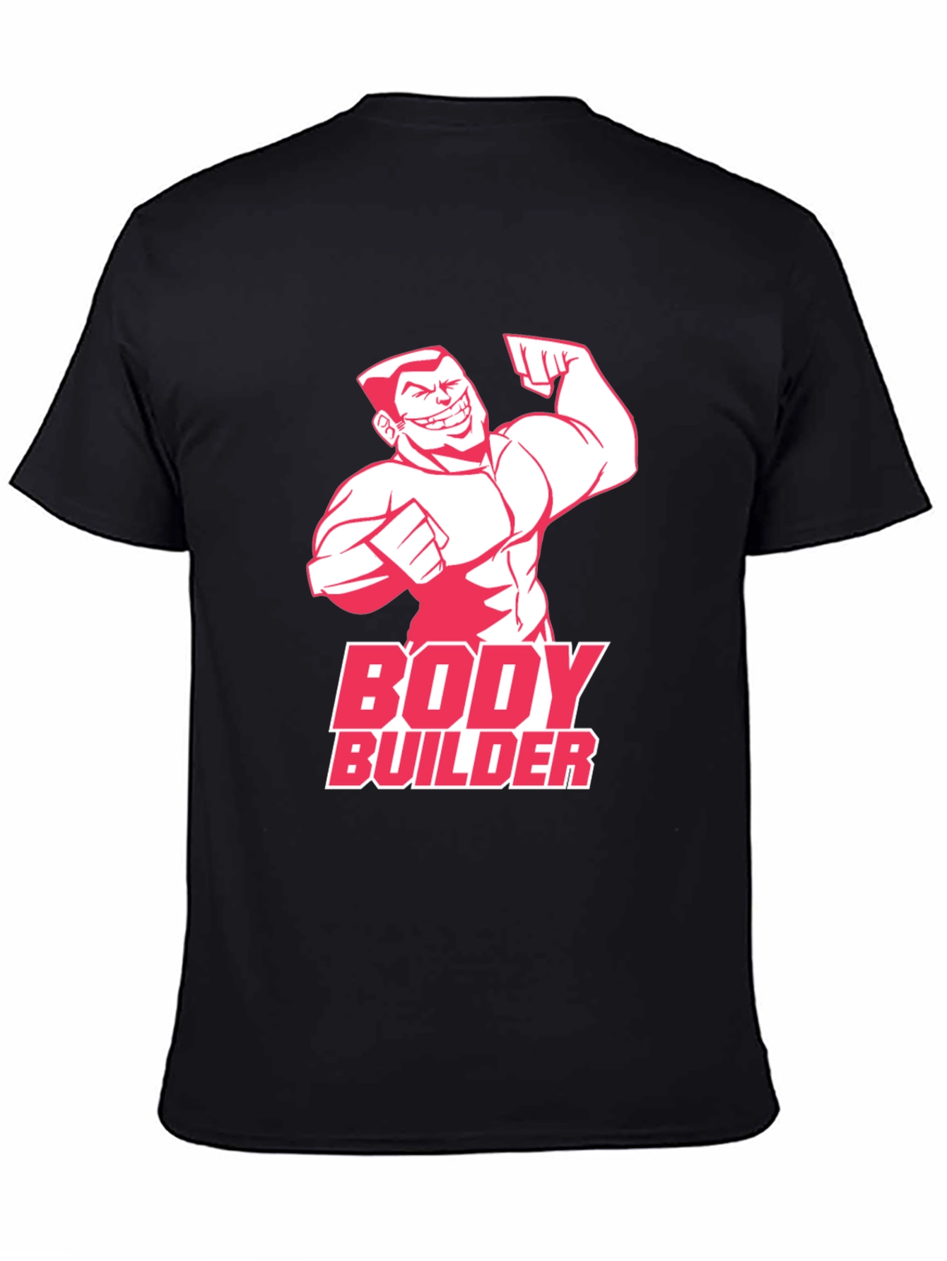Bodybuilder Graphic Tee - Black Cotton Gym T-Shirt