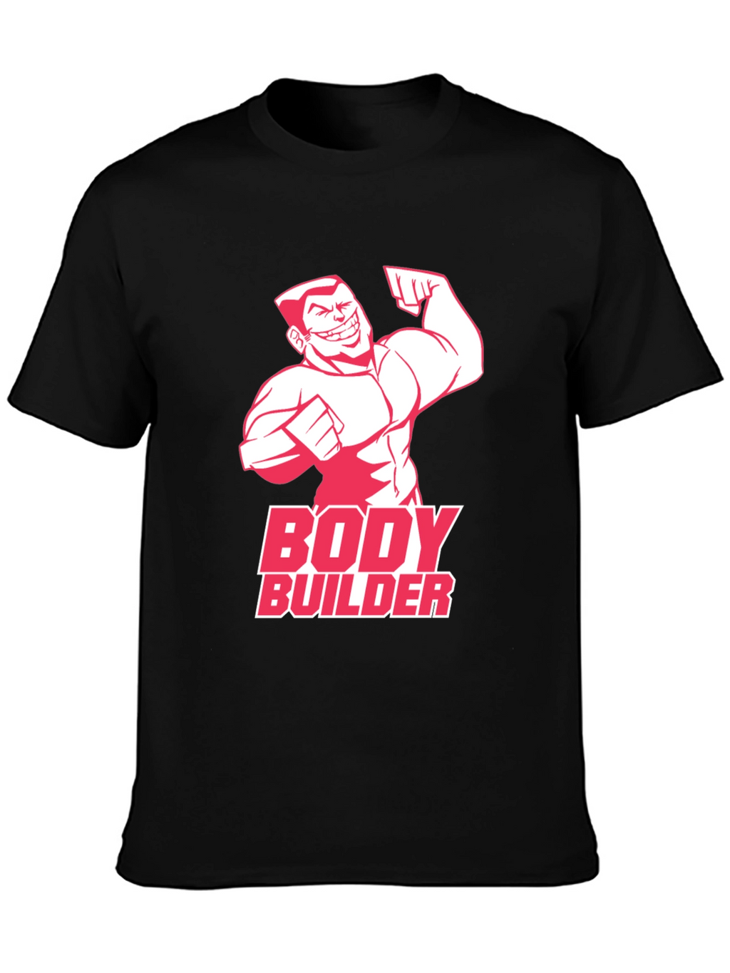Bodybuilder Graphic Tee - Black Cotton Gym T-Shirt