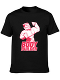 Bodybuilder Graphic Tee - Black Cotton Gym T-Shirt