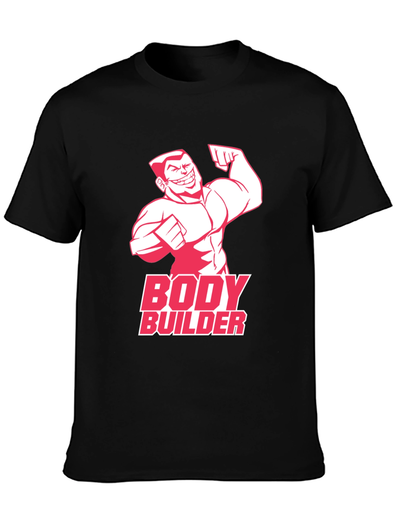 Bodybuilder Graphic Tee - Black Cotton Gym T-Shirt