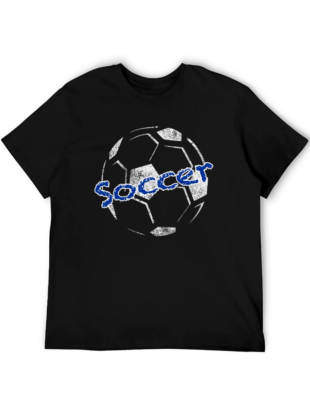 Soccer Ball Graphic Tee - Black Cotton T-Shirt