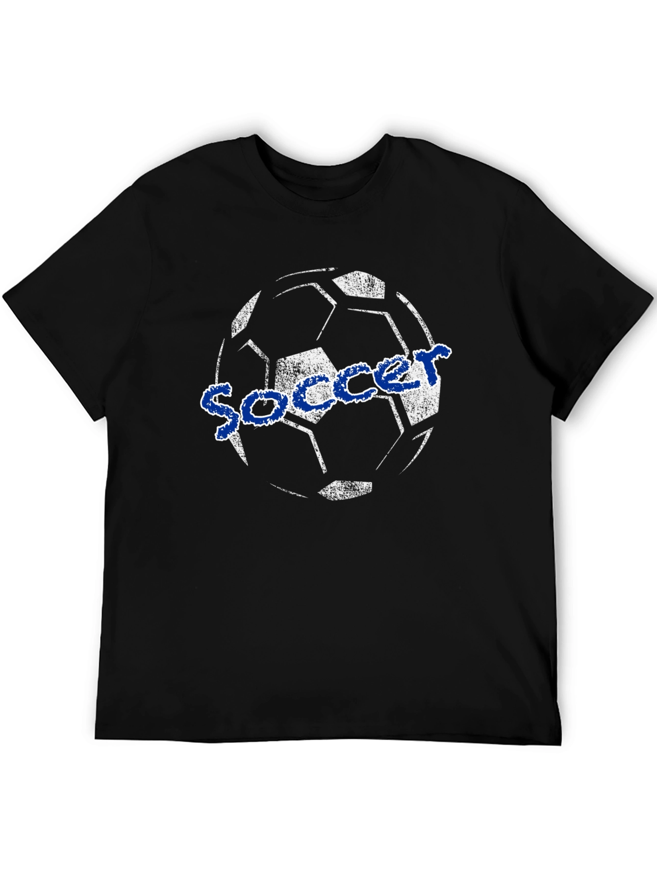 Soccer Ball Graphic Tee - Black Cotton T-Shirt