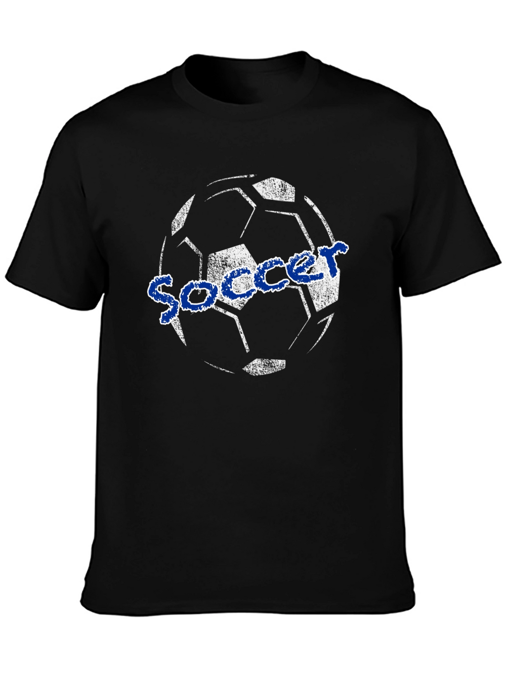Soccer Ball Graphic Tee - Black Cotton T-Shirt