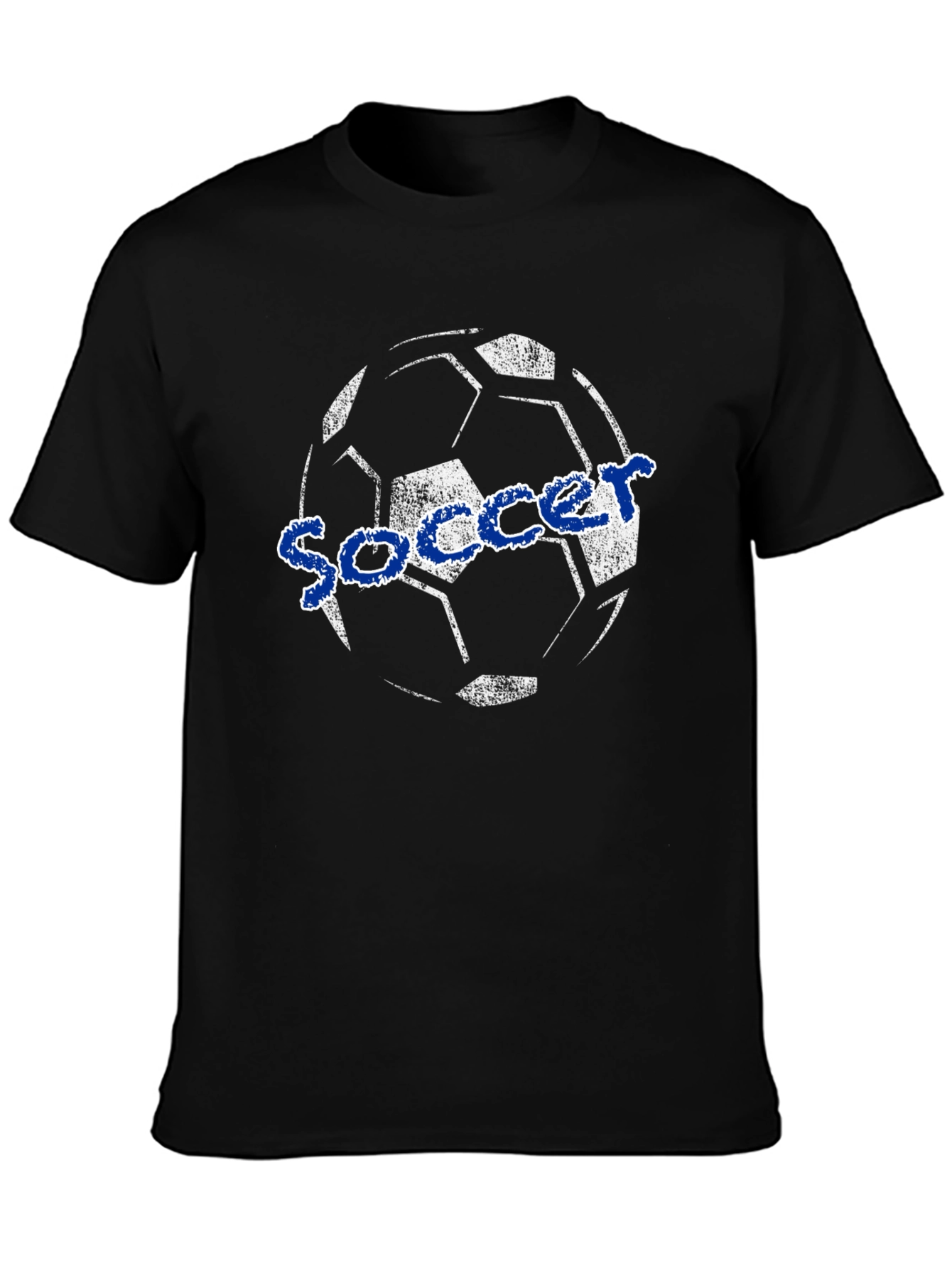 Soccer Ball Graphic Tee - Black Cotton T-Shirt