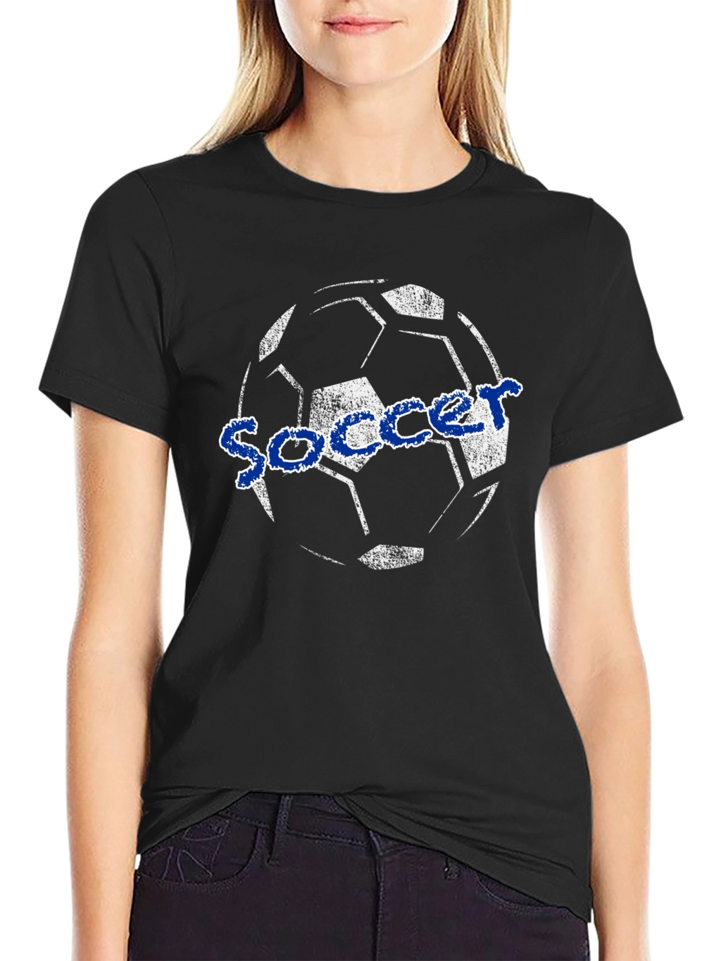 Soccer Ball Graphic Tee - Black Cotton T-Shirt