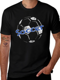 Soccer Ball Graphic Tee - Black Cotton T-Shirt