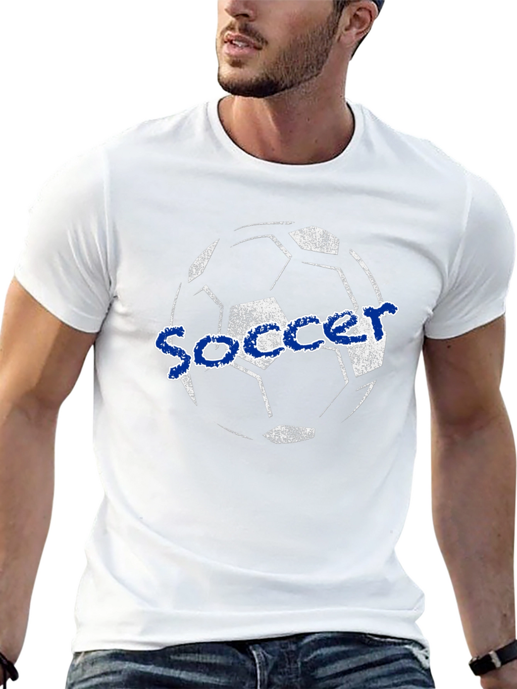 Soccer Ball Graphic Tee - Black Cotton T-Shirt