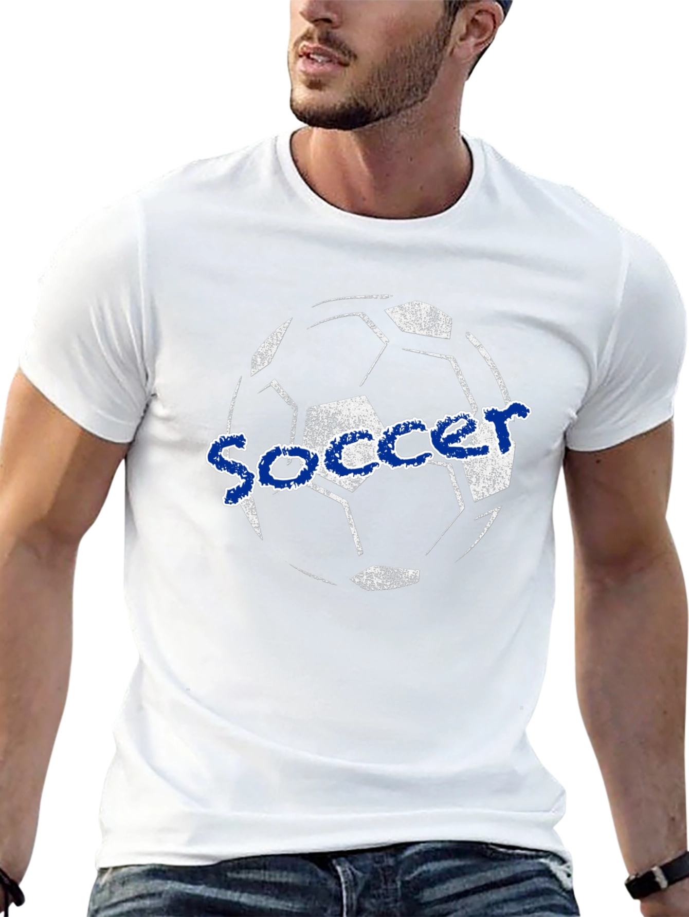 Soccer Ball Graphic Tee - Black Cotton T-Shirt