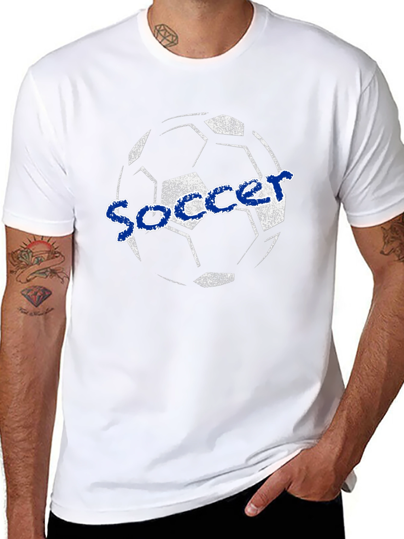 Soccer Ball Graphic Tee - Black Cotton T-Shirt
