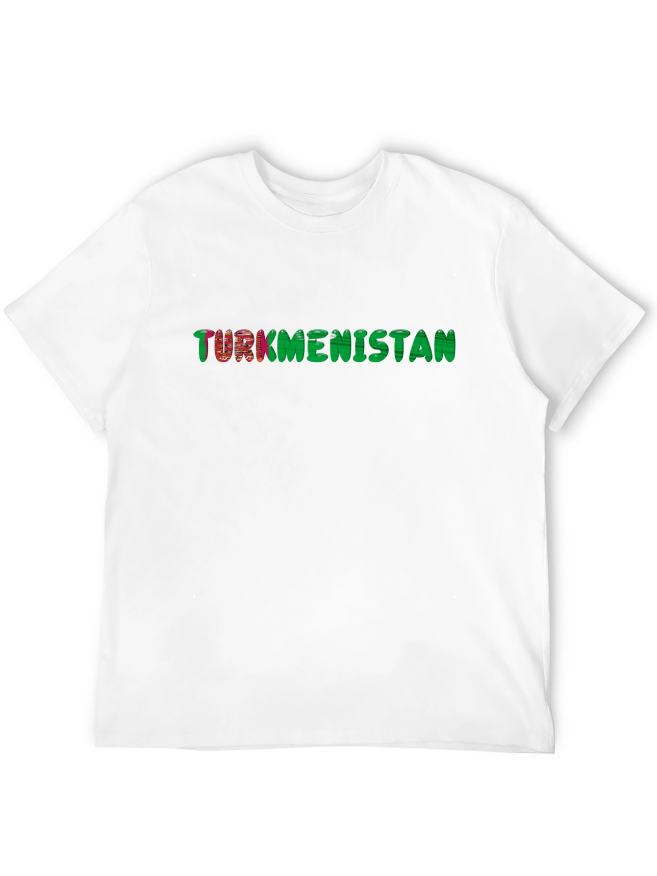 Turkmenistan Flag Text T-Shirt - Black Cotton Tee