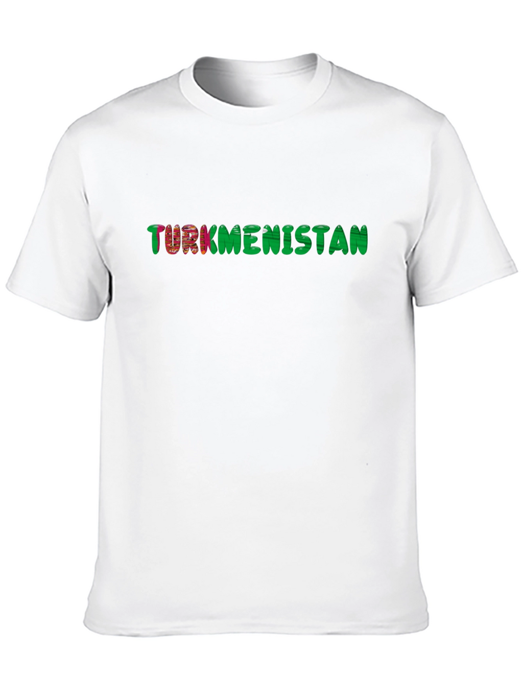 Turkmenistan Flag Text T-Shirt - Black Cotton Tee