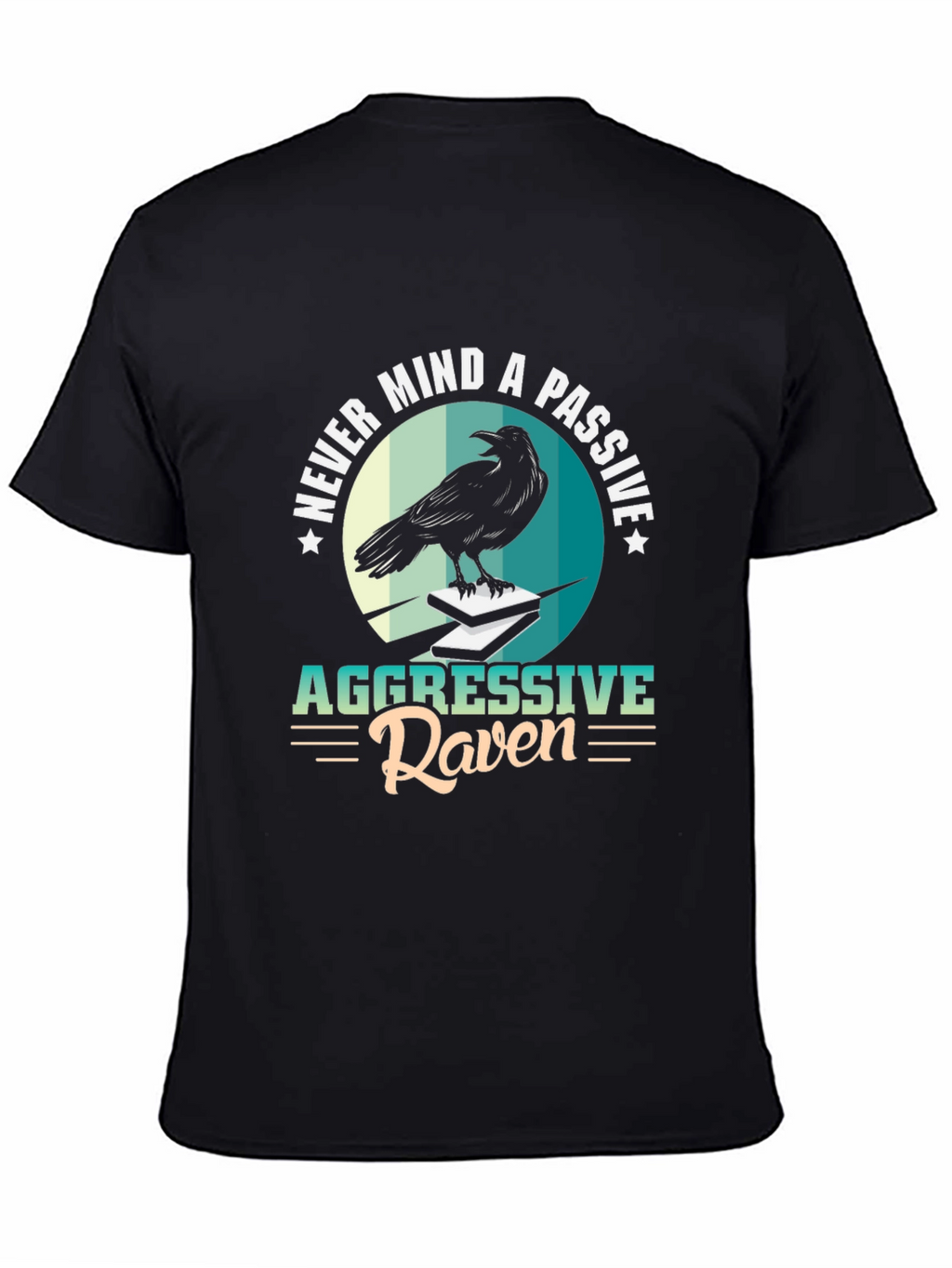 Aggressive Raven Graphic Tee - Unique Design Black T-Shirt